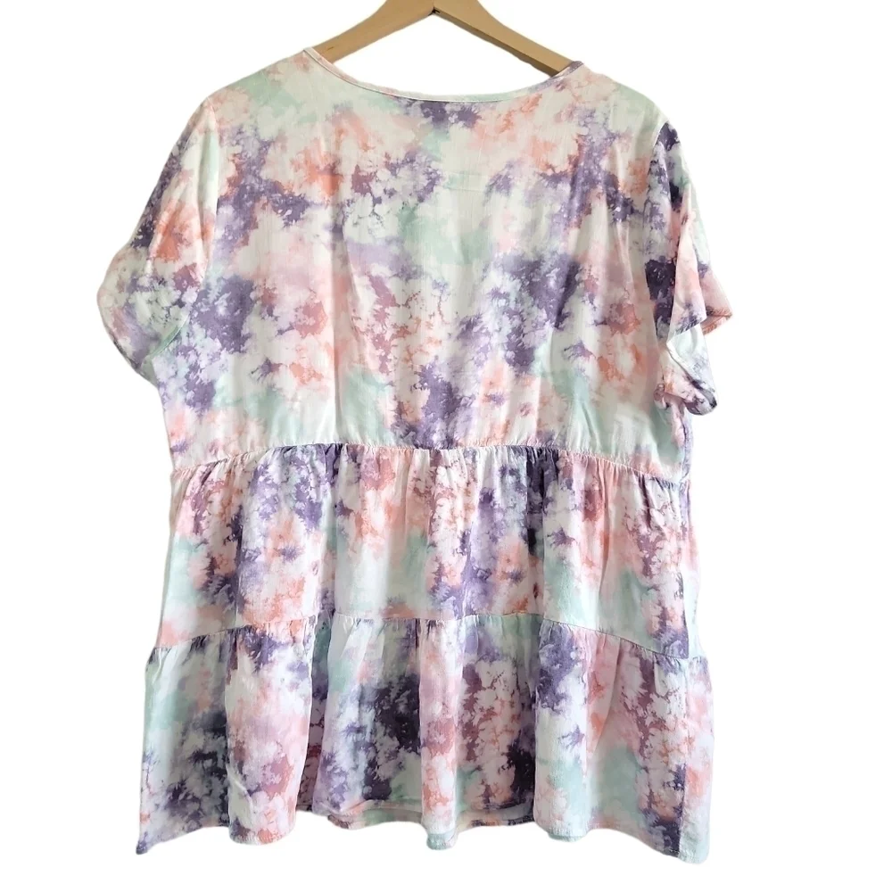 TORRID BABYDOLL RAYON SLUB TIE-FRONT TOP SIZE 1 - Picture 7 of 12